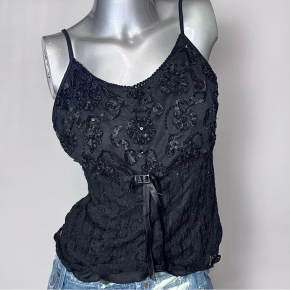 Dolls Kill Tops - Y2K Grunge Goth Embellished Black Blouse
